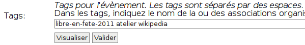Capture
d'écran de la saisie dans l'Agenda du Libre
